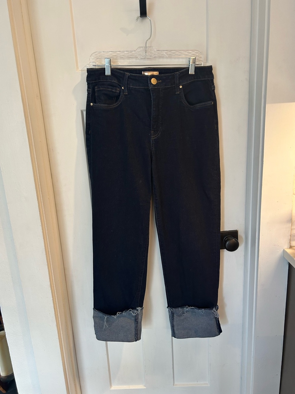 Kut from the Kloth Dark Blue Wash Rolled-Hem Boyfriend Jeans
